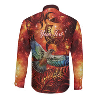 New Zealand Kea Bird Matariki Personalised Long Sleeve Button Shirt Silver Fern Maori Pattern LT22 - Polynesian Pride