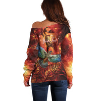 New Zealand Kea Bird Matariki Personalised Off Shoulder Sweater Silver Fern Maori Pattern