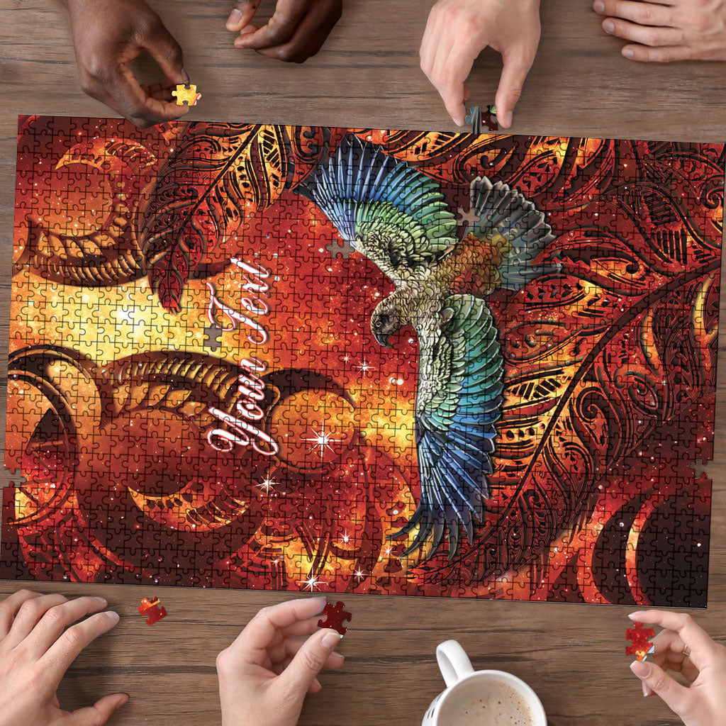 New Zealand Kea Bird Matariki Personalised Puzzle Silver Fern Maori Pattern LT22 - Polynesian Pride