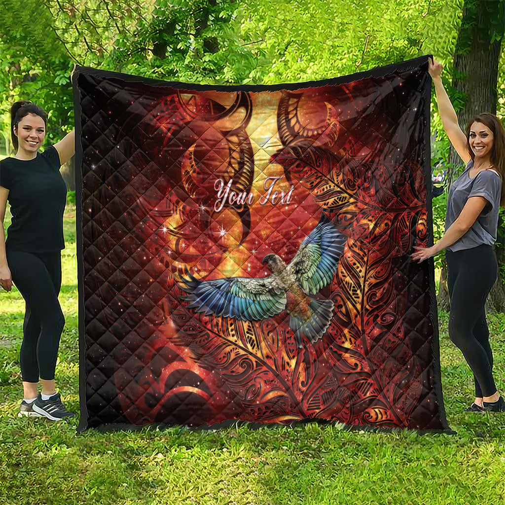 New Zealand Kea Bird Matariki Personalised Quilt Silver Fern Maori Pattern