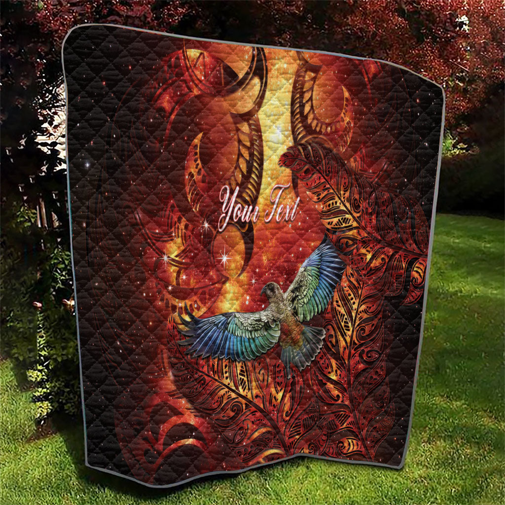 New Zealand Kea Bird Matariki Personalised Quilt Silver Fern Maori Pattern