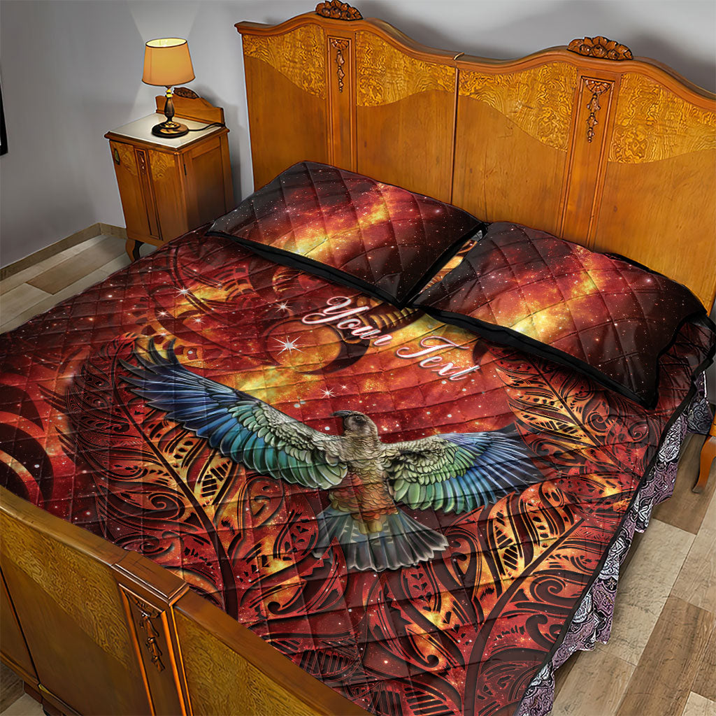 New Zealand Kea Bird Matariki Personalised Quilt Bed Set Silver Fern Maori Pattern