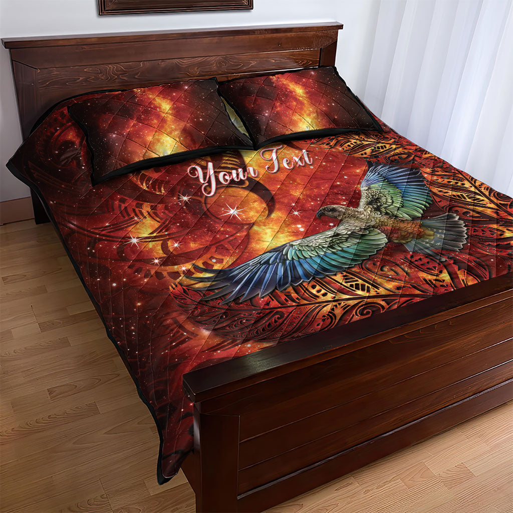 New Zealand Kea Bird Matariki Personalised Quilt Bed Set Silver Fern Maori Pattern