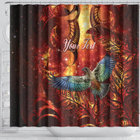 New Zealand Kea Bird Matariki Personalised Shower Curtain Silver Fern Maori Pattern