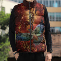 New Zealand Kea Bird Matariki Personalised Sleeveless Puffer Jacket Silver Fern Maori Pattern