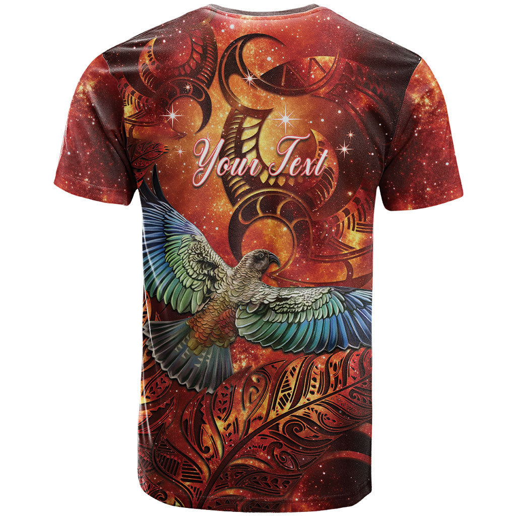 New Zealand Kea Bird Matariki Personalised T Shirt Silver Fern Maori Pattern