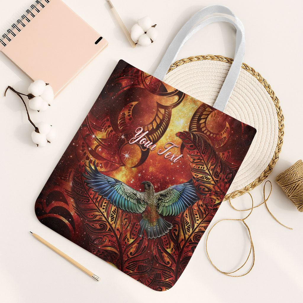 New Zealand Kea Bird Matariki Personalised Tote Bag Silver Fern Maori Pattern