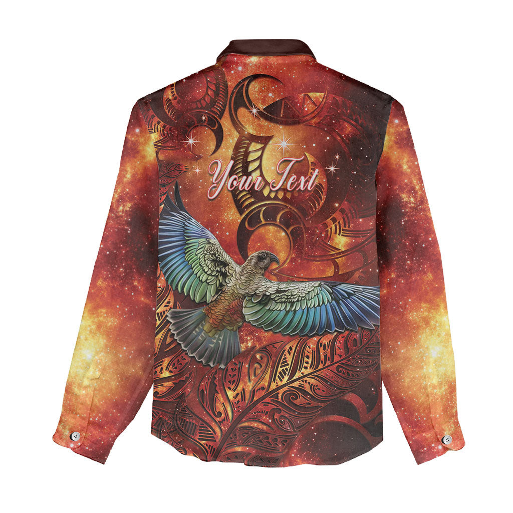 New Zealand Kea Bird Matariki Personalised Women Casual Shirt Silver Fern Maori Pattern LT22 - Polynesian Pride