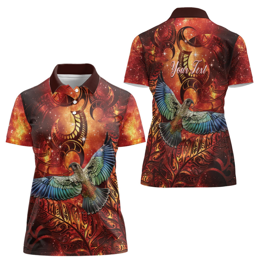 New Zealand Kea Bird Matariki Personalised Women Polo Shirt Silver Fern Maori Pattern LT22 - Polynesian Pride