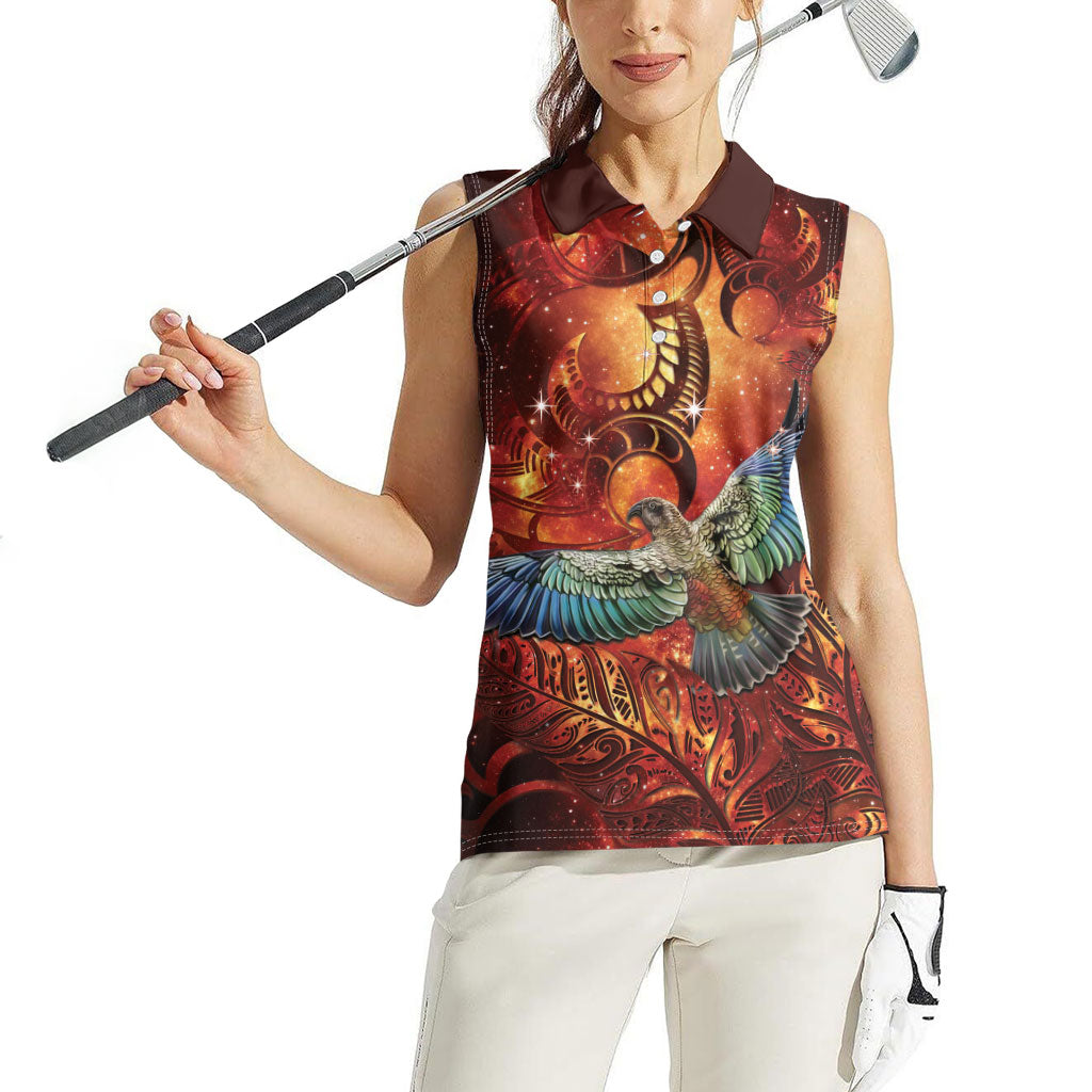 New Zealand Kea Bird Matariki Personalised Women Sleeveless Polo Shirt Silver Fern Maori Pattern LT22 - Polynesian Pride