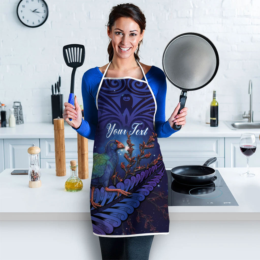 Takahe New Zealand Personalised Apron Harakeke Silver Fern Maori Pattern