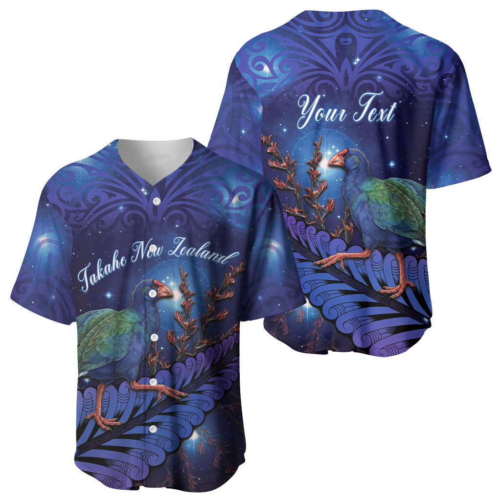 Takahe New Zealand Personalised Baseball Jersey Harakeke Silver Fern Maori Pattern