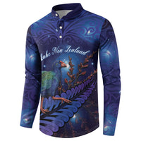 Takahe New Zealand Personalised Button Sweatshirt Harakeke Silver Fern Maori Pattern