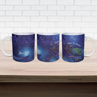 Takahe New Zealand Personalised Ceramic Mug Harakeke Silver Fern Maori Pattern