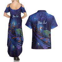 Takahe New Zealand Personalised Couples Matching Summer Maxi Dress and Hawaiian Shirt Harakeke Silver Fern Maori Pattern LT22 - Polynesian Pride