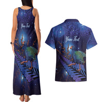 Takahe New Zealand Personalised Couples Matching Tank Maxi Dress and Hawaiian Shirt Harakeke Silver Fern Maori Pattern LT22 - Polynesian Pride