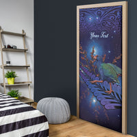 Takahe New Zealand Personalised Door Cover Harakeke Silver Fern Maori Pattern
