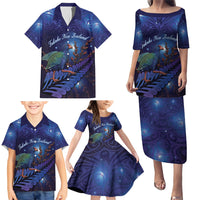 Takahe New Zealand Personalised Family Matching Puletasi and Hawaiian Shirt Harakeke Silver Fern Maori Pattern LT22 - Polynesian Pride