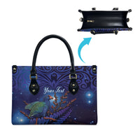 Takahe New Zealand Personalised Leather Bag Harakeke Silver Fern Maori Pattern