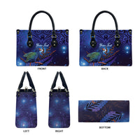 Takahe New Zealand Personalised Leather Bag Harakeke Silver Fern Maori Pattern