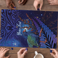Takahe New Zealand Personalised Puzzle Harakeke Silver Fern Maori Pattern