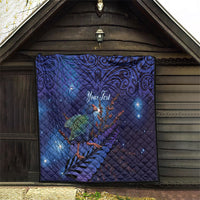 Takahe New Zealand Personalised Quilt Harakeke Silver Fern Maori Pattern