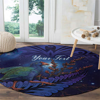 Takahe New Zealand Personalised Round Carpet Harakeke Silver Fern Maori Pattern