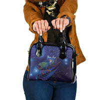 Takahe New Zealand Personalised Shoulder Handbag Harakeke Silver Fern Maori Pattern LT22 One Size Blue - Polynesian Pride