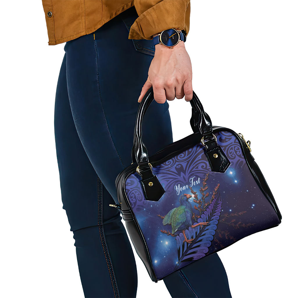 Takahe New Zealand Personalised Shoulder Handbag Harakeke Silver Fern Maori Pattern LT22 - Polynesian Pride