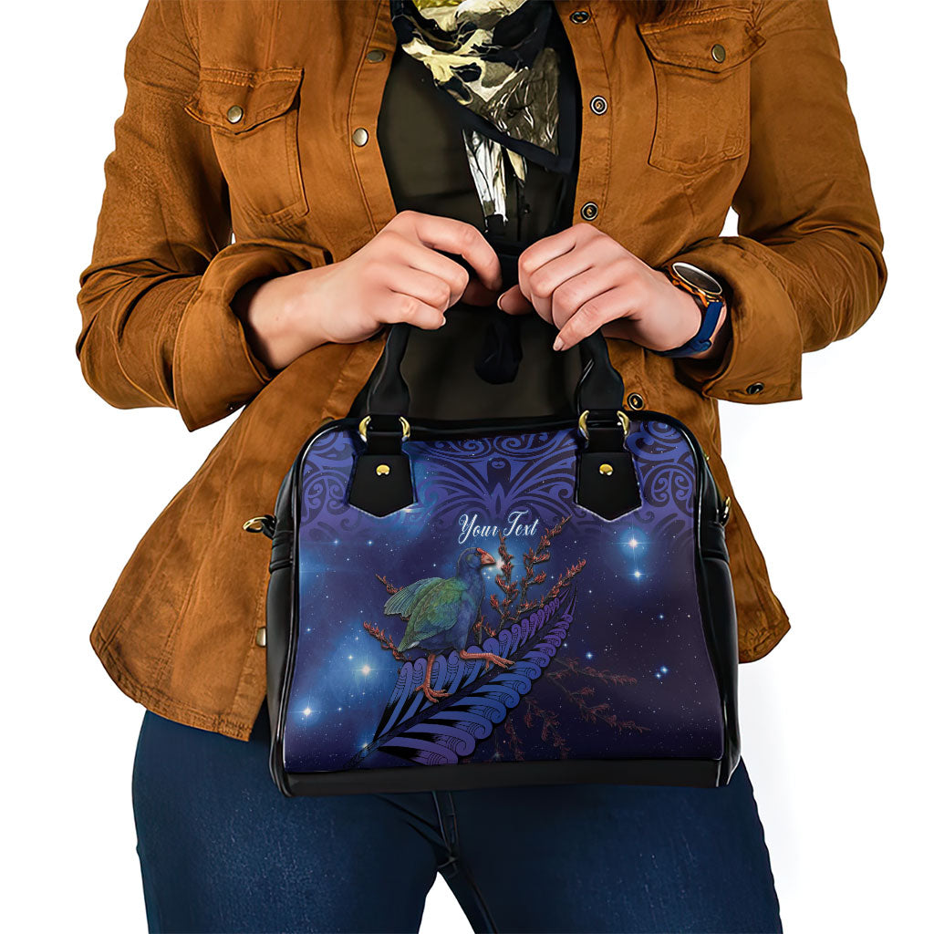 Takahe New Zealand Personalised Shoulder Handbag Harakeke Silver Fern Maori Pattern LT22 - Polynesian Pride