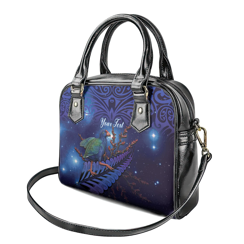 Takahe New Zealand Personalised Shoulder Handbag Harakeke Silver Fern Maori Pattern LT22 - Polynesian Pride