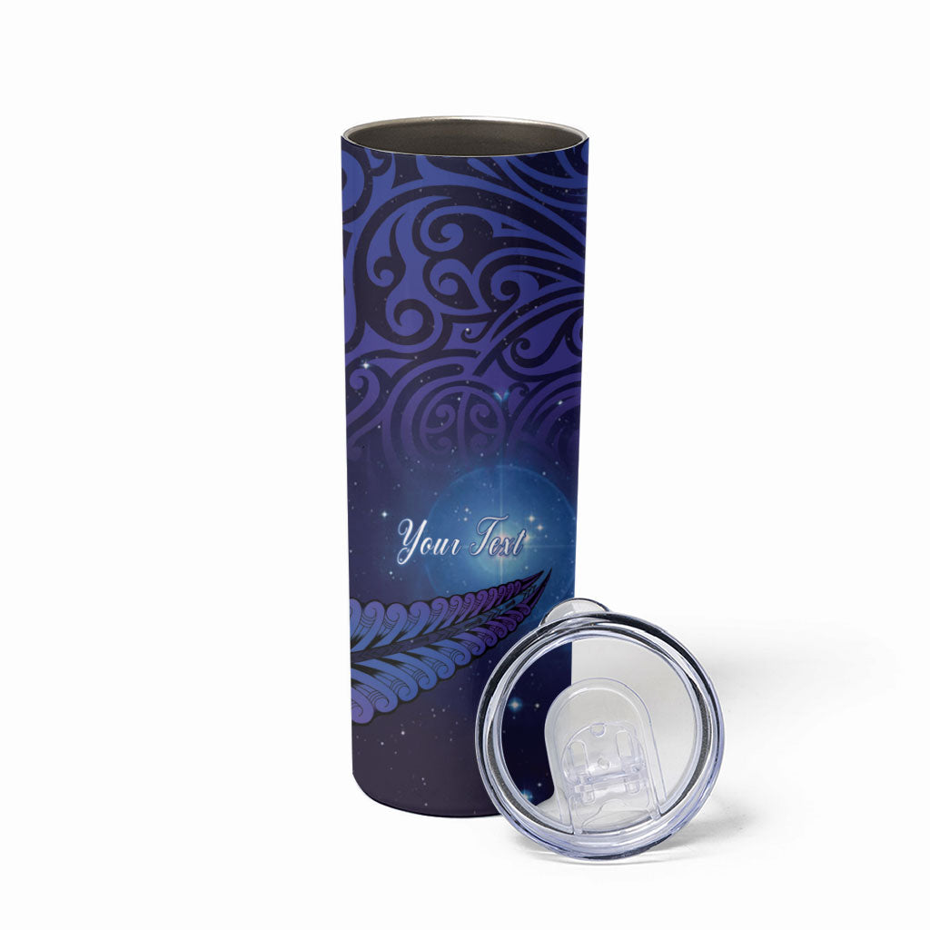 Takahe New Zealand Personalised Skinny Tumbler Harakeke Silver Fern Maori Pattern LT22 - Polynesian Pride