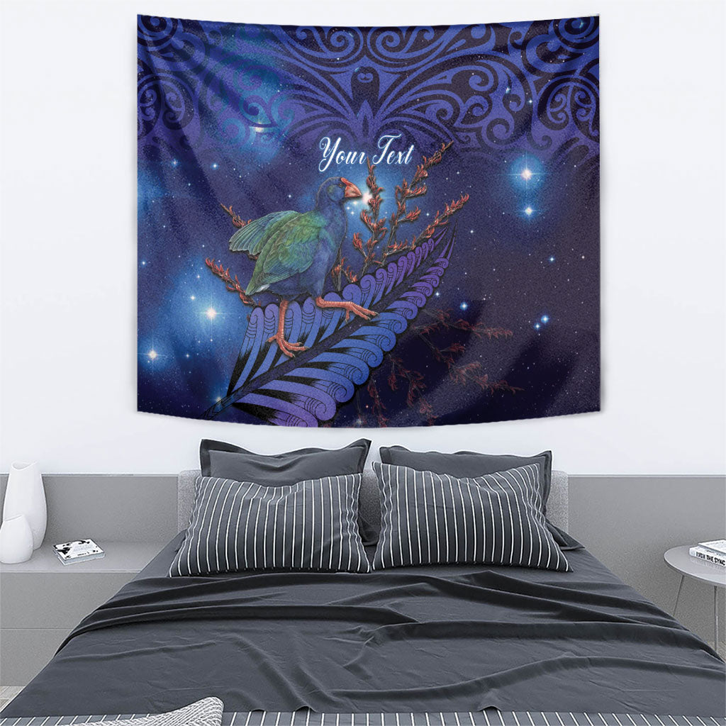 Takahe New Zealand Personalised Tapestry Harakeke Silver Fern Maori Pattern
