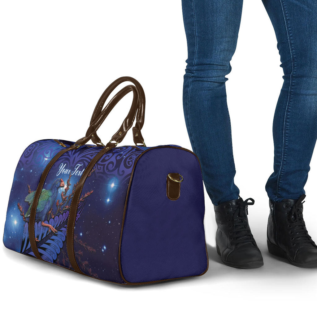 Takahe New Zealand Personalised Travel Bag Harakeke Silver Fern Maori Pattern