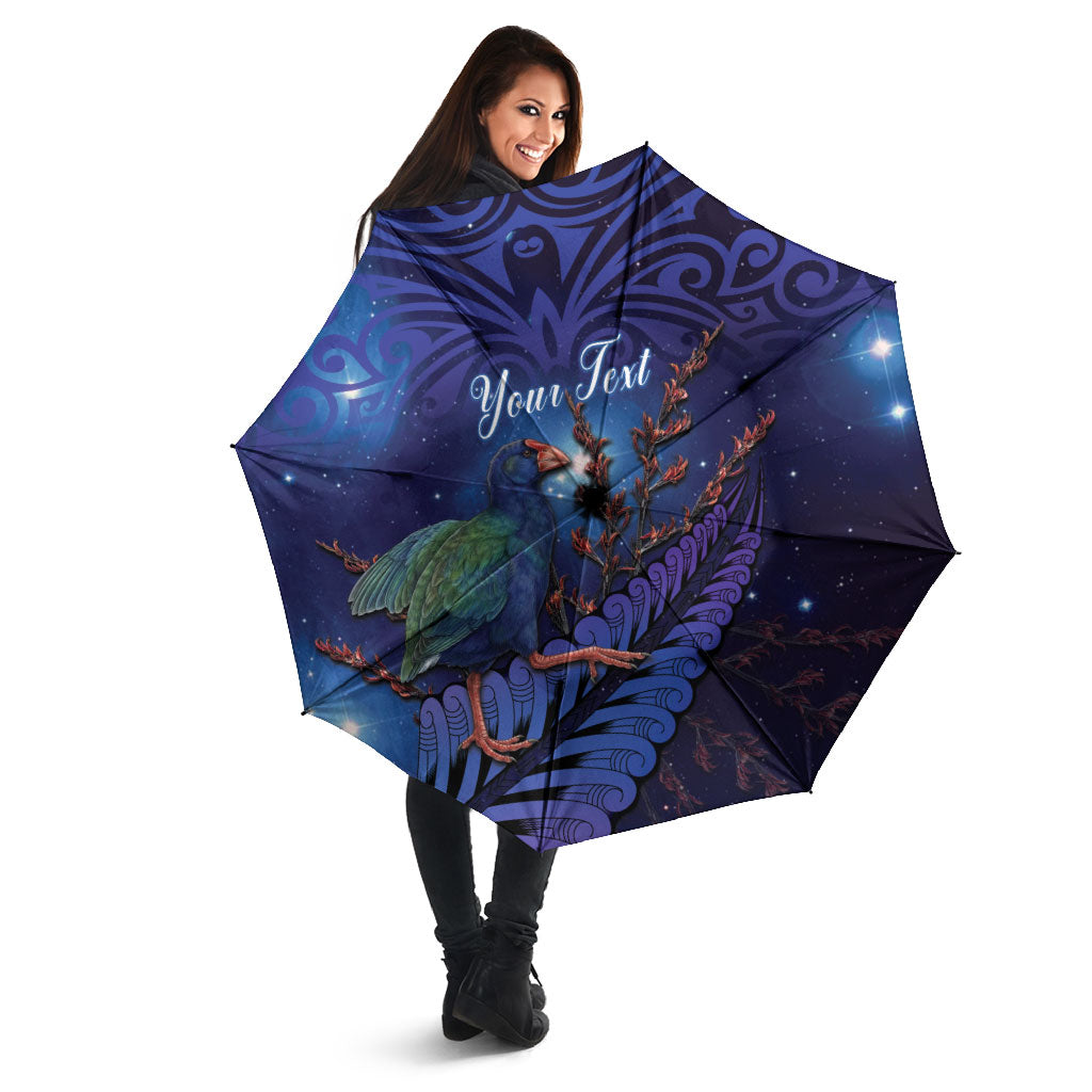 Takahe New Zealand Personalised Umbrella Harakeke Silver Fern Maori Pattern LT22 - Polynesian Pride