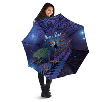 Takahe New Zealand Personalised Umbrella Harakeke Silver Fern Maori Pattern LT22 - Polynesian Pride