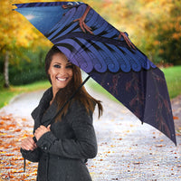 Takahe New Zealand Personalised Umbrella Harakeke Silver Fern Maori Pattern LT22 - Polynesian Pride