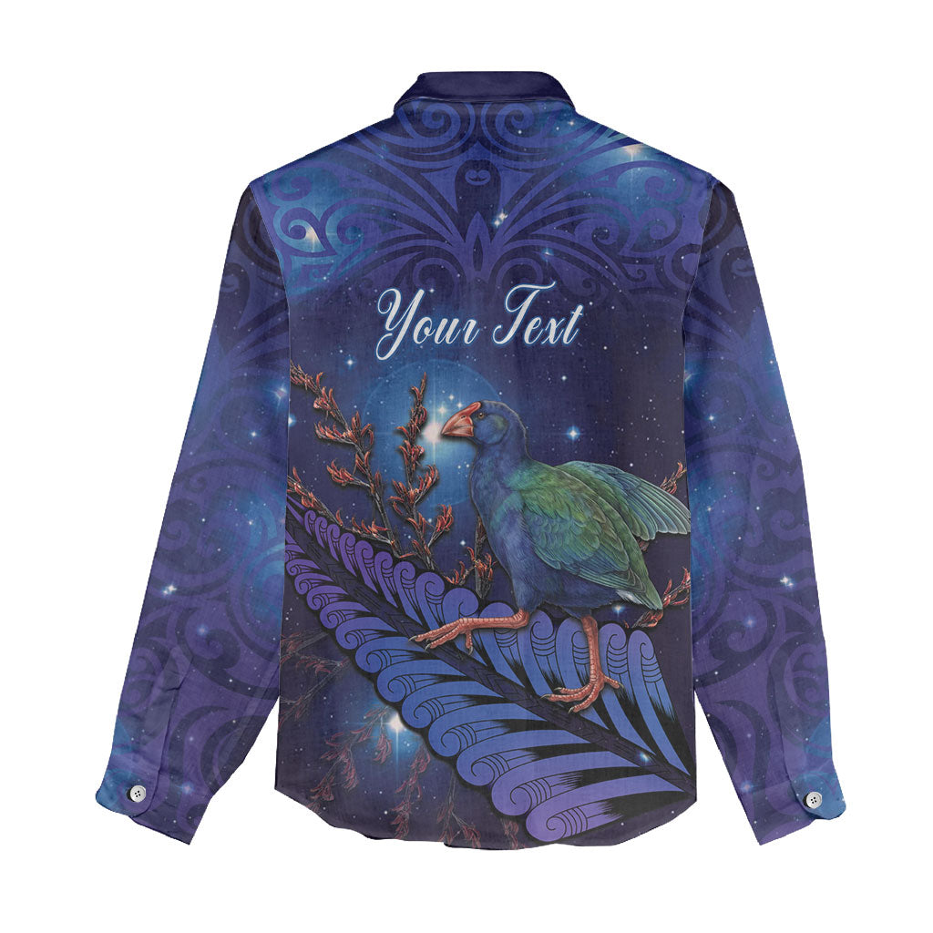 Takahe New Zealand Personalised Women Casual Shirt Harakeke Silver Fern Maori Pattern LT22 - Polynesian Pride