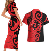 New Zealand Matariki Couples Matching Short Sleeve Bodycon Dress and Hawaiian Shirt Maori New Year Koru Pattern LT22 - Polynesian Pride