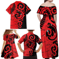 New Zealand Matariki Family Matching Off Shoulder Maxi Dress and Hawaiian Shirt Maori New Year Koru Pattern LT22 - Polynesian Pride