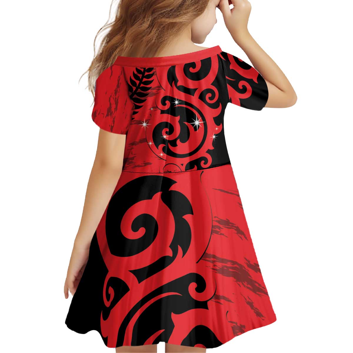 New Zealand Matariki Kid Short Sleeve Dress Maori New Year Koru Pattern LT22 - Polynesian Pride