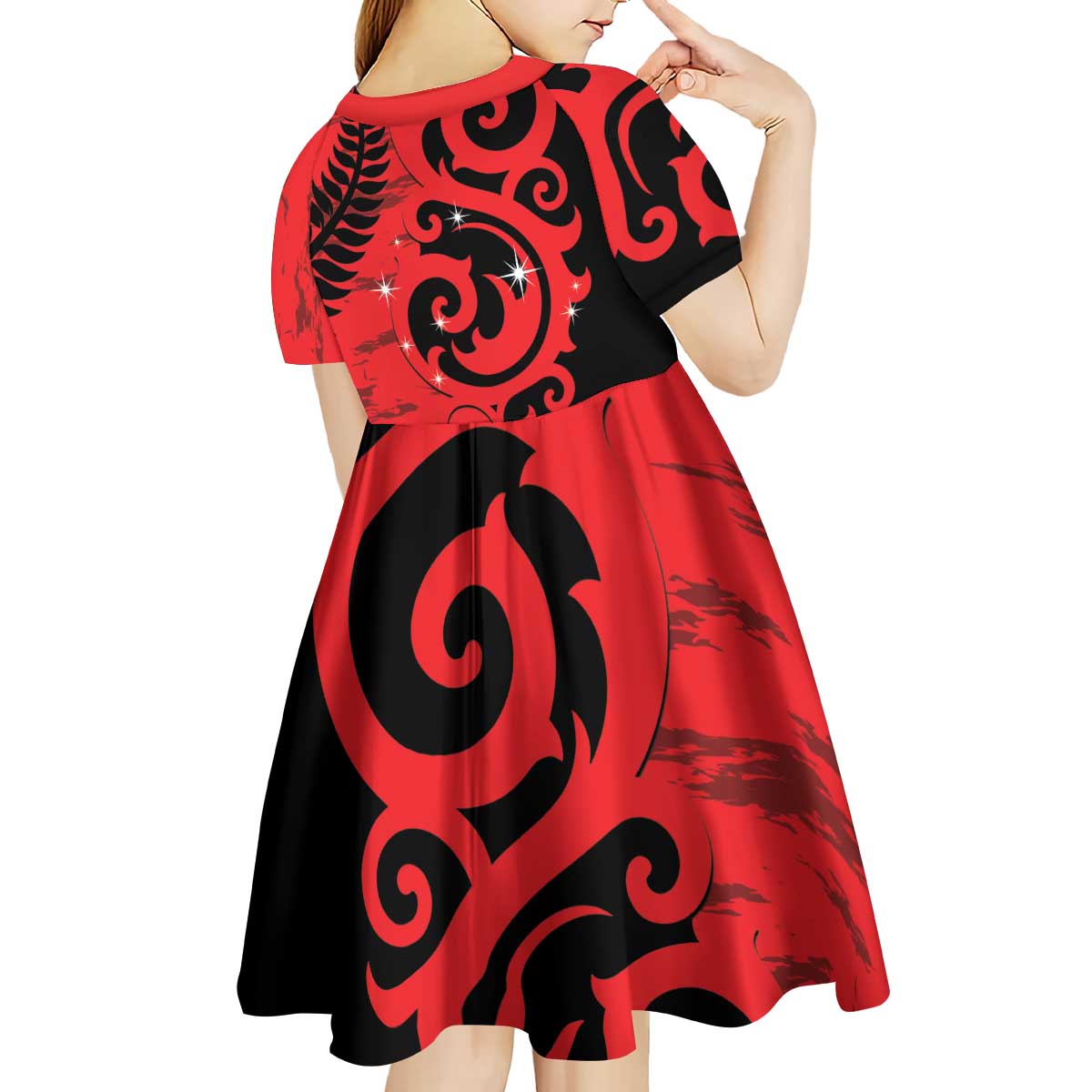 New Zealand Matariki Kid Short Sleeve Dress Maori New Year Koru Pattern LT22 - Polynesian Pride