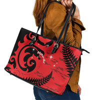 New Zealand Matariki Leather Tote Bag Maori New Year Koru Pattern