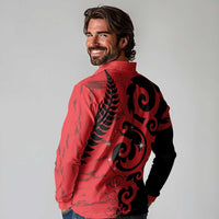 New Zealand Matariki Long Sleeve Polo Shirt Maori New Year Koru Pattern