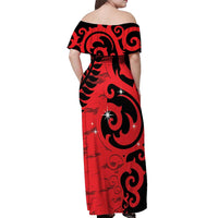 New Zealand Matariki Off Shoulder Maxi Dress Maori New Year Koru Pattern