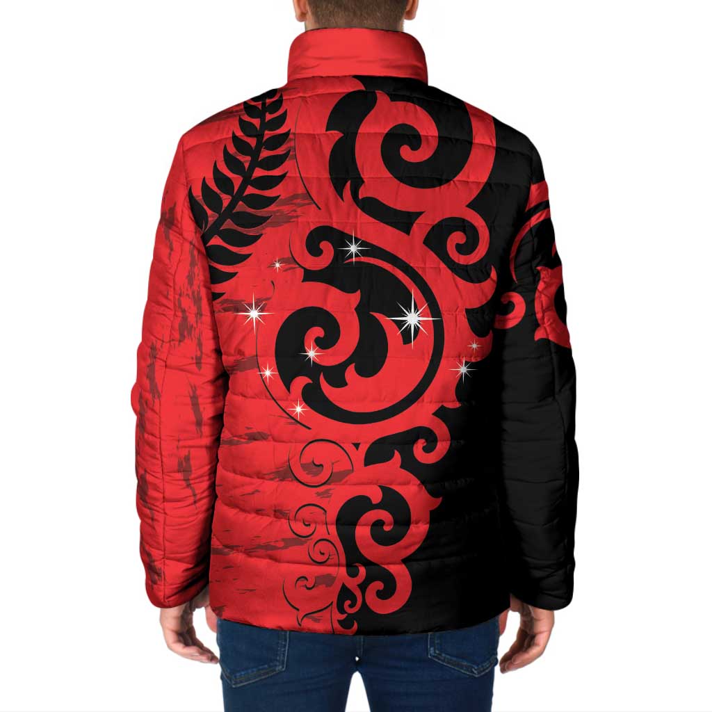 New Zealand Matariki Padded Jacket Maori New Year Koru Pattern