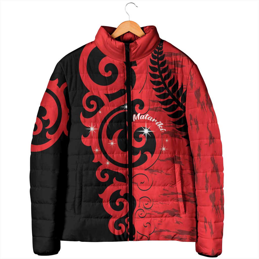 New Zealand Matariki Padded Jacket Maori New Year Koru Pattern