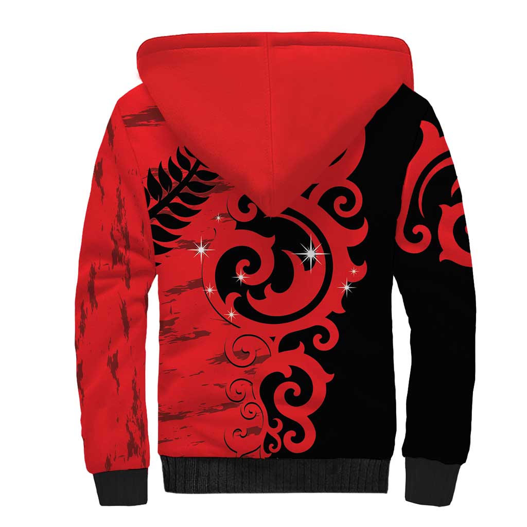 New Zealand Matariki Sherpa Hoodie Maori New Year Koru Pattern