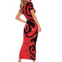 New Zealand Matariki Short Sleeve Bodycon Dress Maori New Year Koru Pattern LT22 - Polynesian Pride