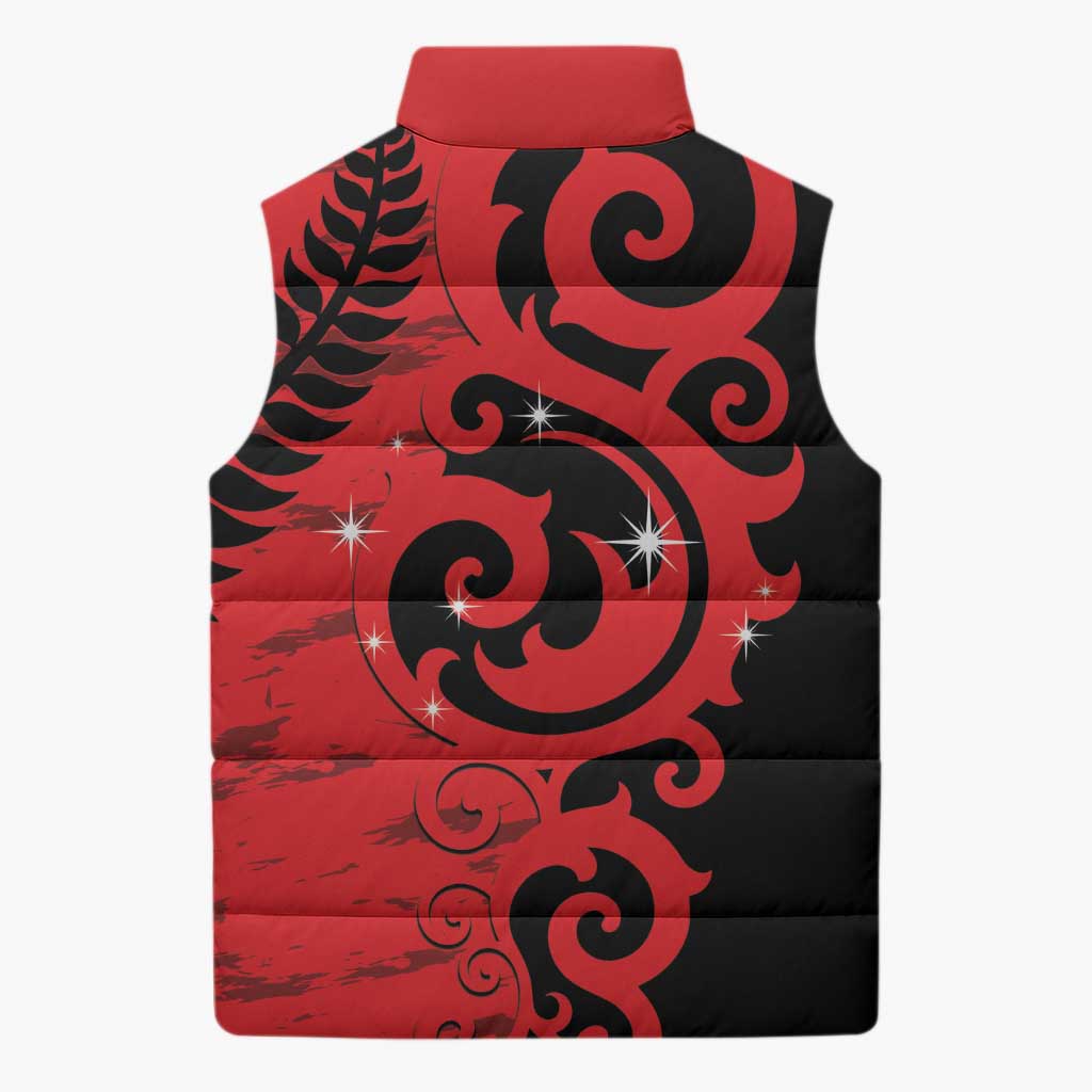 New Zealand Matariki Sleeveless Puffer Jacket Maori New Year Koru Pattern